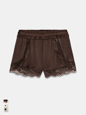 Zara Brown Lace-Trim Women's Shorts